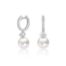 Load image into Gallery viewer, Akoya Pearl and Diamond Earrings
