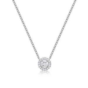 0.33 Halo Solitaire Diamond Necklace
